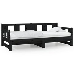 Ištraukiama lova, juoda, 2x(90x200)cm, pušies medienos masyvas kaina ir informacija | Lovos | pigu.lt