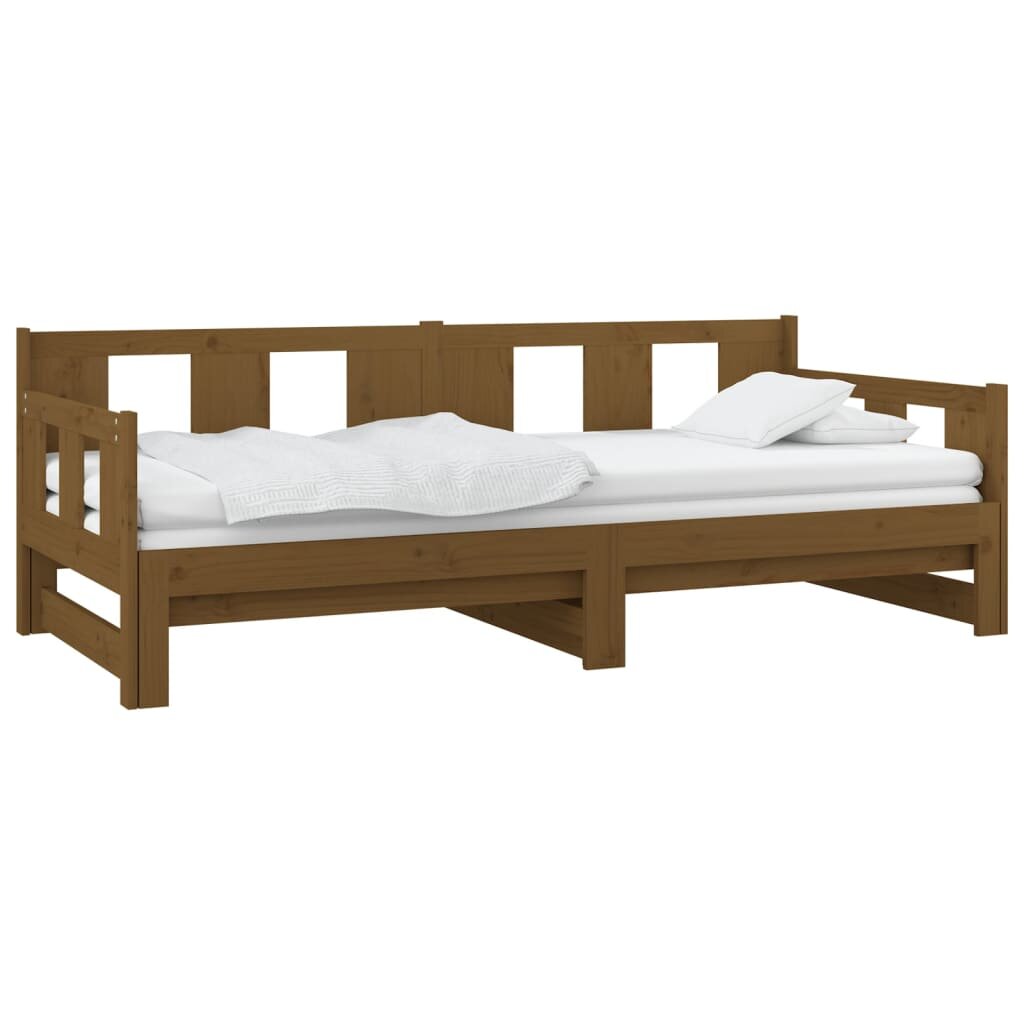 Ištraukiama lova, medaus ruda, 2x(80x200)cm, pušies masyvas цена и информация | Lovos | pigu.lt