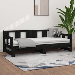 Ištraukiama lova, juoda, 2x(80x200)cm, pušies medienos masyvas kaina ir informacija | Lovos | pigu.lt