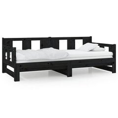 Ištraukiama lova, juoda, 2x(80x200)cm, pušies medienos masyvas цена и информация | Кровати | pigu.lt