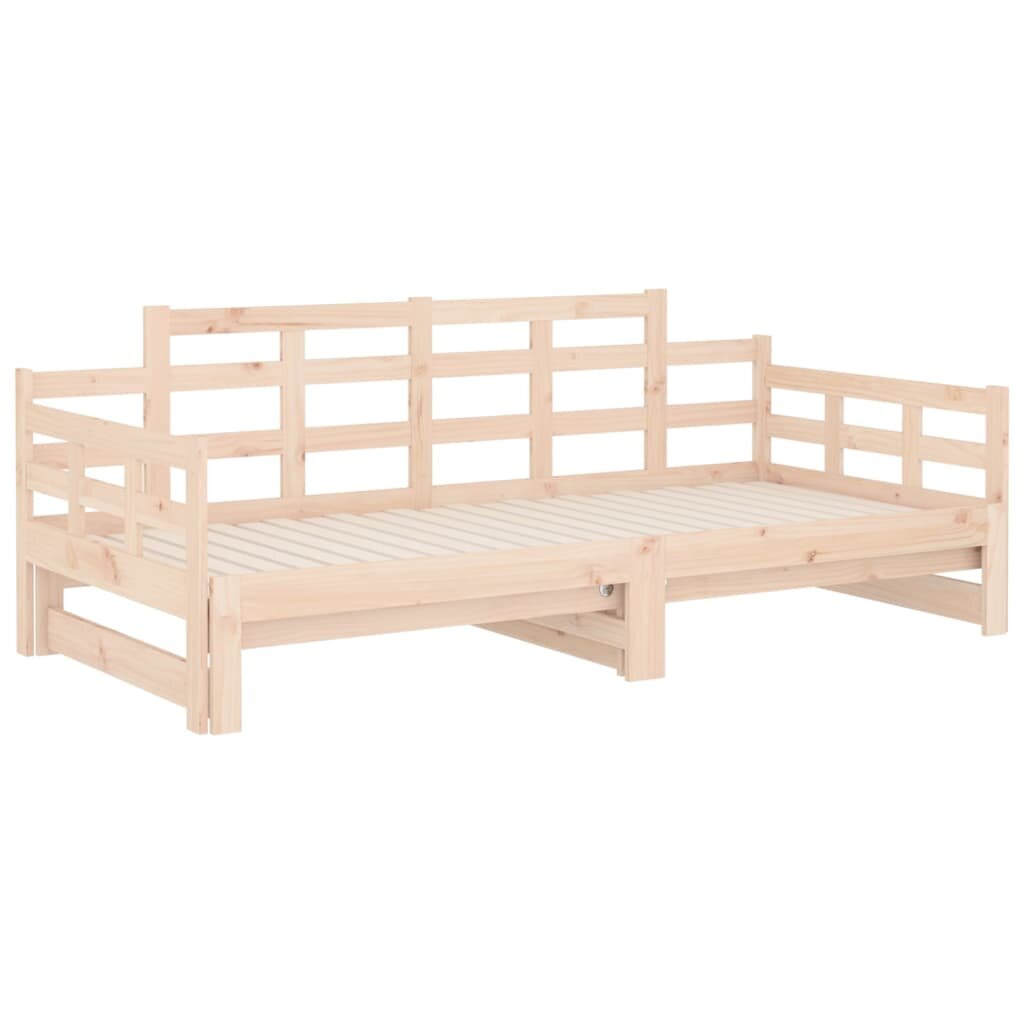 Ištraukiama lova, 2x(90x200)cm, pušies medienos masyvas цена и информация | Lovos | pigu.lt