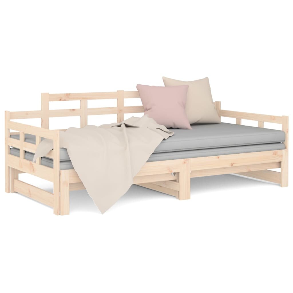 Ištraukiama lova, 2x(80x200)cm, pušies medienos masyvas kaina ir informacija | Lovos | pigu.lt
