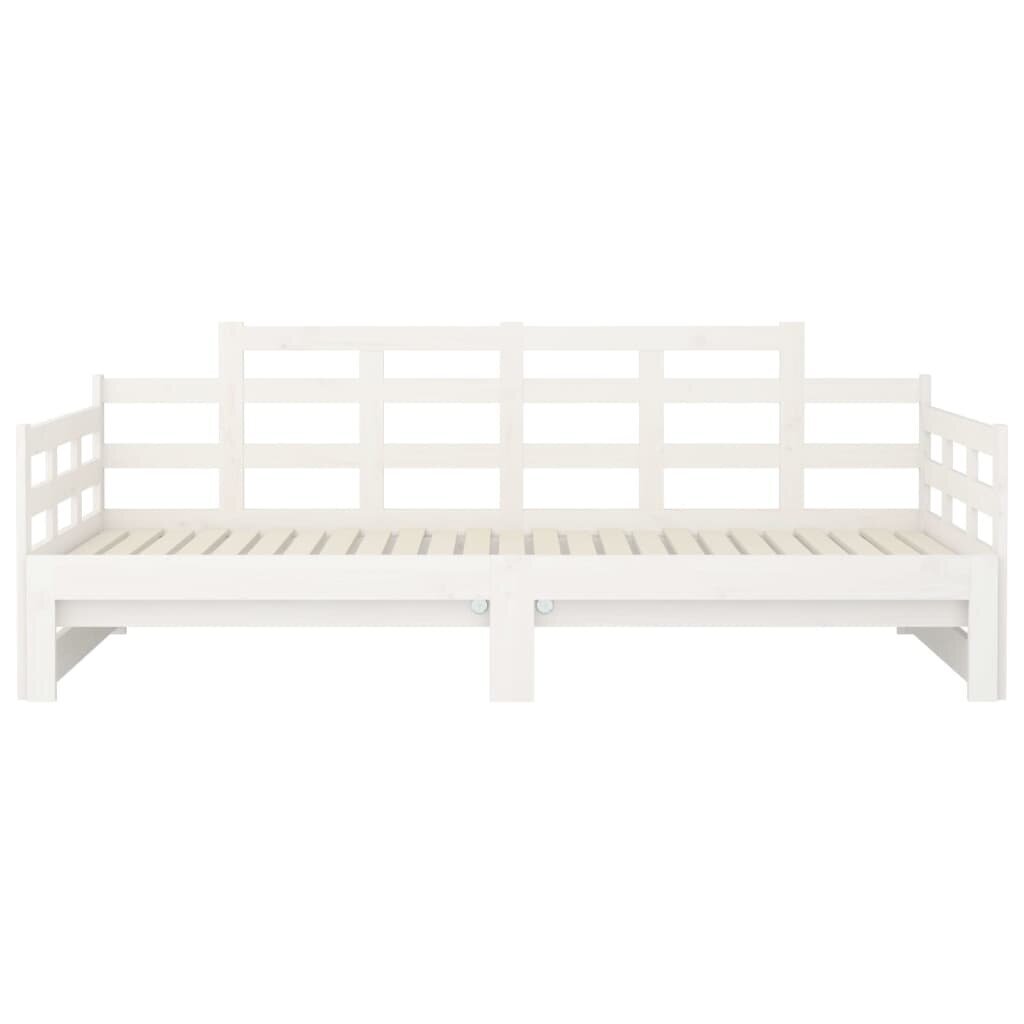 Ištraukiama lova, balta, 2x(80x200)cm, pušies medienos masyvas kaina ir informacija | Lovos | pigu.lt
