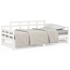 Ištraukiama lova, balta, 2x(80x200)cm, pušies medienos masyvas kaina ir informacija | Lovos | pigu.lt