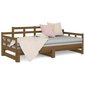 Ištraukiama lova, medaus ruda, 2x(90x190)cm, pušies masyvas цена и информация | Lovos | pigu.lt