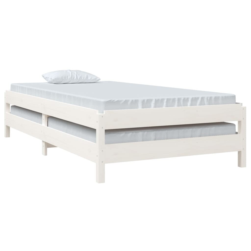 Sudedama lova, balta, 80x200cm, pušies medienos masyvas kaina ir informacija | Lovos | pigu.lt