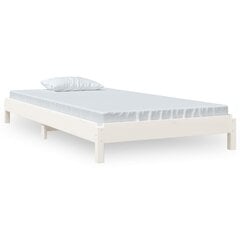 Sudedama lova, balta, 90x190cm, pušies medienos masyvas kaina ir informacija | Lovos | pigu.lt