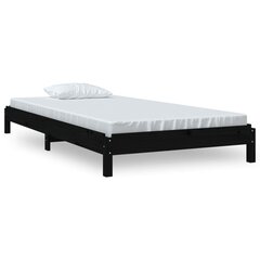 Sudedama lova, juoda, 90x190cm, pušies medienos masyvas kaina ir informacija | Lovos | pigu.lt