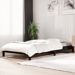 Sudedama lova, juoda, 75x190cm, pušies medienos masyvas цена и информация | Кровати | pigu.lt