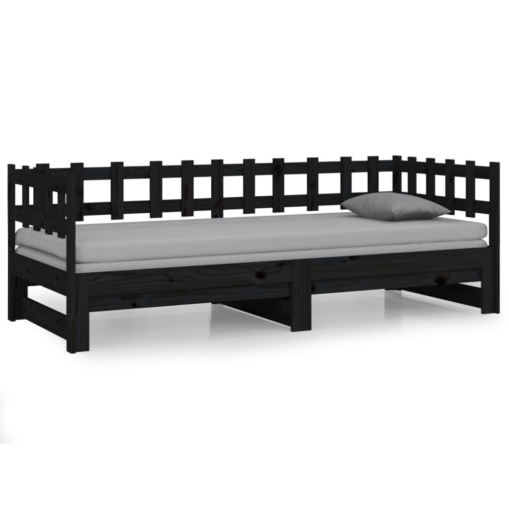 Ištraukiama lova, 2x(90x200) cm, juoda цена и информация | Lovos | pigu.lt
