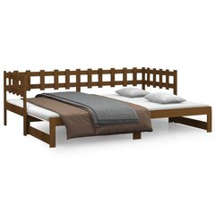 Ištraukiama lova, medaus ruda, 2x(90x190)cm, pušies masyvas kaina ir informacija | Lovos | pigu.lt