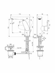 Ideal Standard CERAFINE O aukštas praustuvo maišytuvas, su metaliniu dugno vožtuvu, matinė juoda BC703XG цена и информация | Смесители | pigu.lt