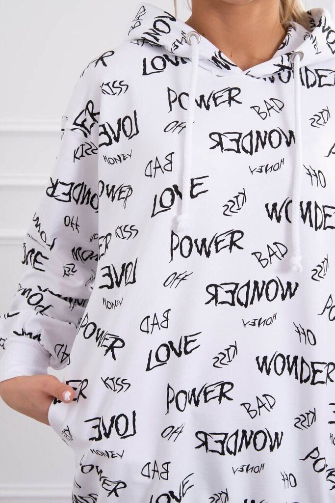 Džemperis su užrašais moterims, baltos spalvos, Universalus kaina | pigu.lt