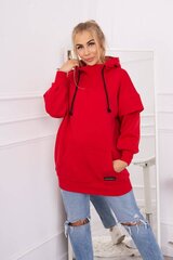 Šiltas džemperis moterims, raudonos spalvos цена и информация | Женские толстовки | pigu.lt