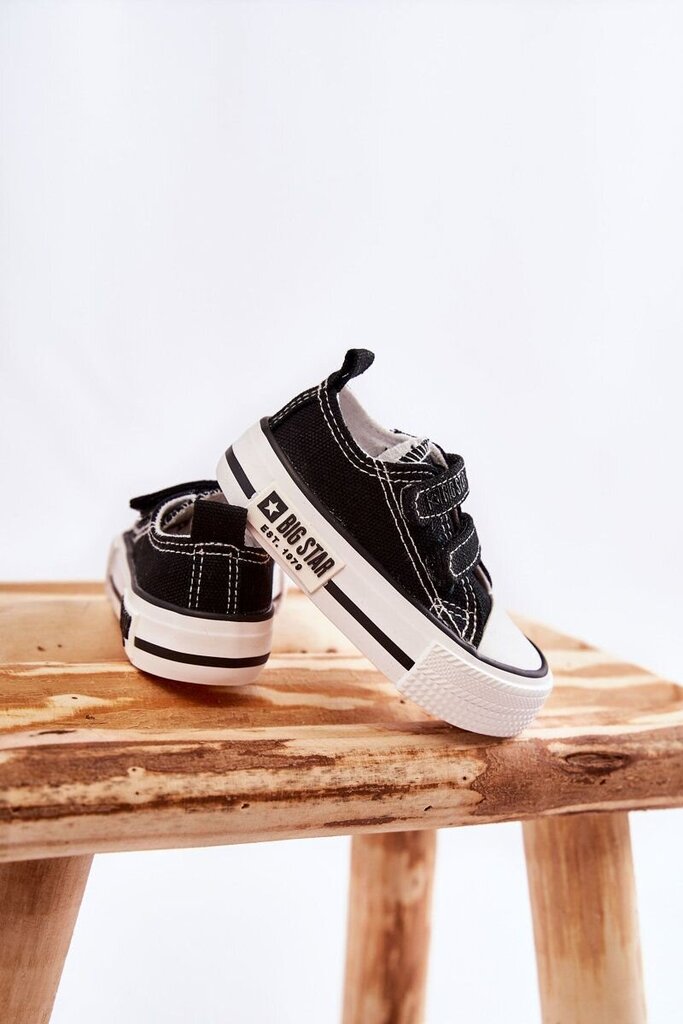 Medžiaginiai laisvalaikio batai su lipniais užsegimais vaikams BSB21619, juodi цена и информация | Sportiniai batai vaikams | pigu.lt