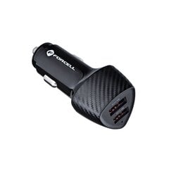 Forcell Carbon automobilinis įkroviklis USB QC 3.0 18W + USB QC 3.0 18W juodas (36W) kaina ir informacija | Krovikliai telefonams | pigu.lt