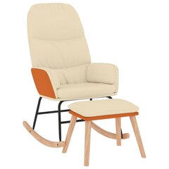 Supama kėdė su taburete, Audinys, kreminė balta kaina ir informacija | Svetainės foteliai | pigu.lt