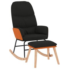 Supama kėdė su taburete, Audinys, juoda kaina ir informacija | Svetainės foteliai | pigu.lt