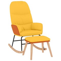 Supama kėdė su taburete, Audinys, garstyčių geltona kaina ir informacija | Svetainės foteliai | pigu.lt