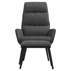 Poilsio kėdė su taburete, Audinys/Dirbtinė oda, tamsiai pilka kaina ir informacija | Svetainės foteliai | pigu.lt