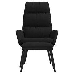 Poilsio kėdė su taburete, Audinys/Dirbtinė oda, juoda kaina ir informacija | Svetainės foteliai | pigu.lt