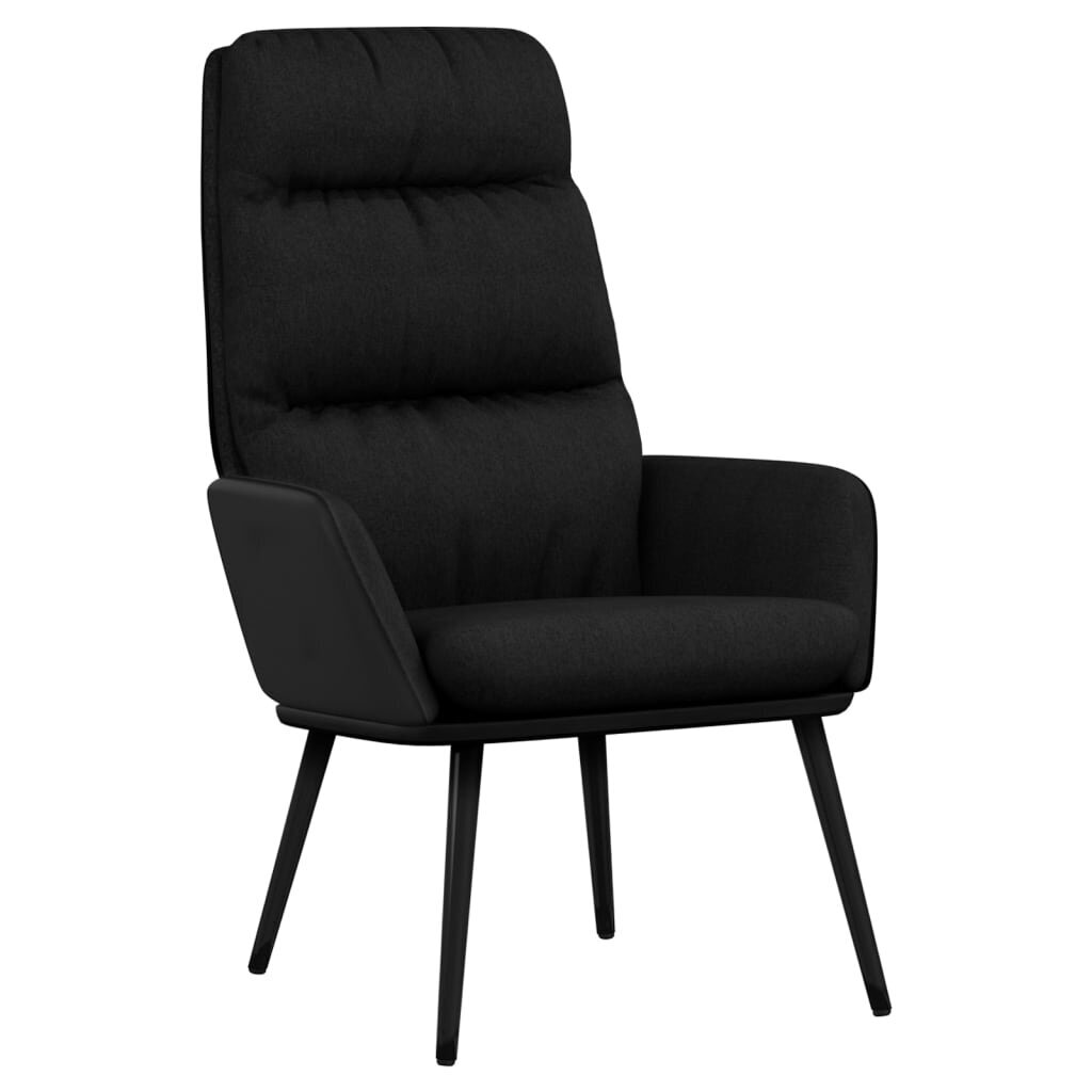 Poilsio kėdė su taburete, Audinys/Dirbtinė oda, juoda kaina ir informacija | Svetainės foteliai | pigu.lt
