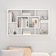 Sieninė lentyna, balta, 85x16x52,5cm, apdirbta mediena, blizgi цена и информация | Полки | pigu.lt
