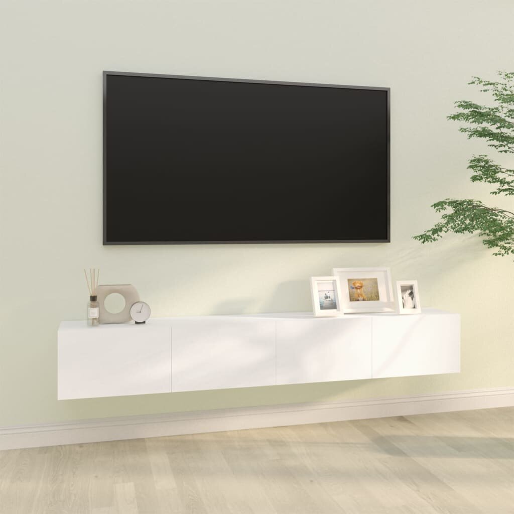 Televizoriaus spintelės, 2vnt., baltos, 100x30x30cm, mediena, Balta kaina |  pigu.lt