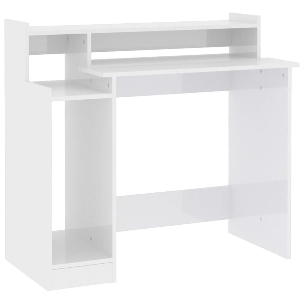 Rašomasis stalas su led apšvietimu, baltas, 97x90x45cm, mediena kaina ir informacija | Kompiuteriniai, rašomieji stalai | pigu.lt