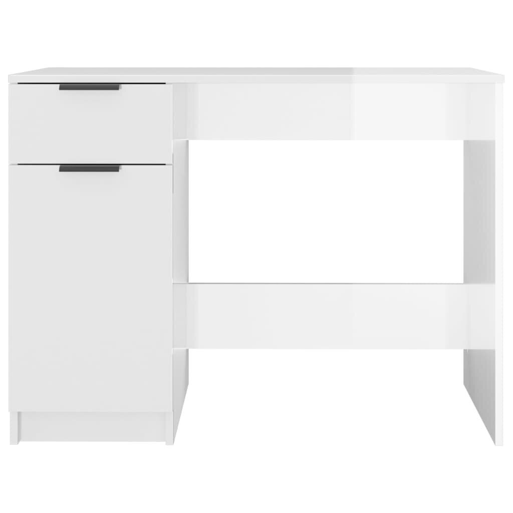 Rašomasis stalas, baltas, 100x50x75cm, mediena, blizgus kaina ir informacija | Kompiuteriniai, rašomieji stalai | pigu.lt