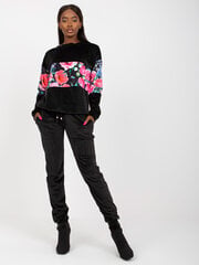 женский черный велюровый комплект с цветочным узором rue paris цена и информация | Женские костюмы | pigu.lt