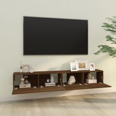 Televizoriaus spintelės, 2vnt., rudos, 100x30x30cm, mediena kaina ir informacija | TV staliukai | pigu.lt