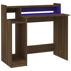 Rašomasis stalas su led apšvietimu, rudas, 97x90x45cm, mediena цена и информация | Компьютерные, письменные столы | pigu.lt