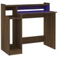 Rašomasis stalas su led apšvietimu, rudas, 97x90x45cm, mediena цена и информация | Kompiuteriniai, rašomieji stalai | pigu.lt