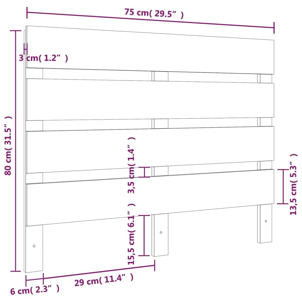 Galvūgalis, 75x3x80cm, pušies medienos masyvas kaina ir informacija | Lovos | pigu.lt