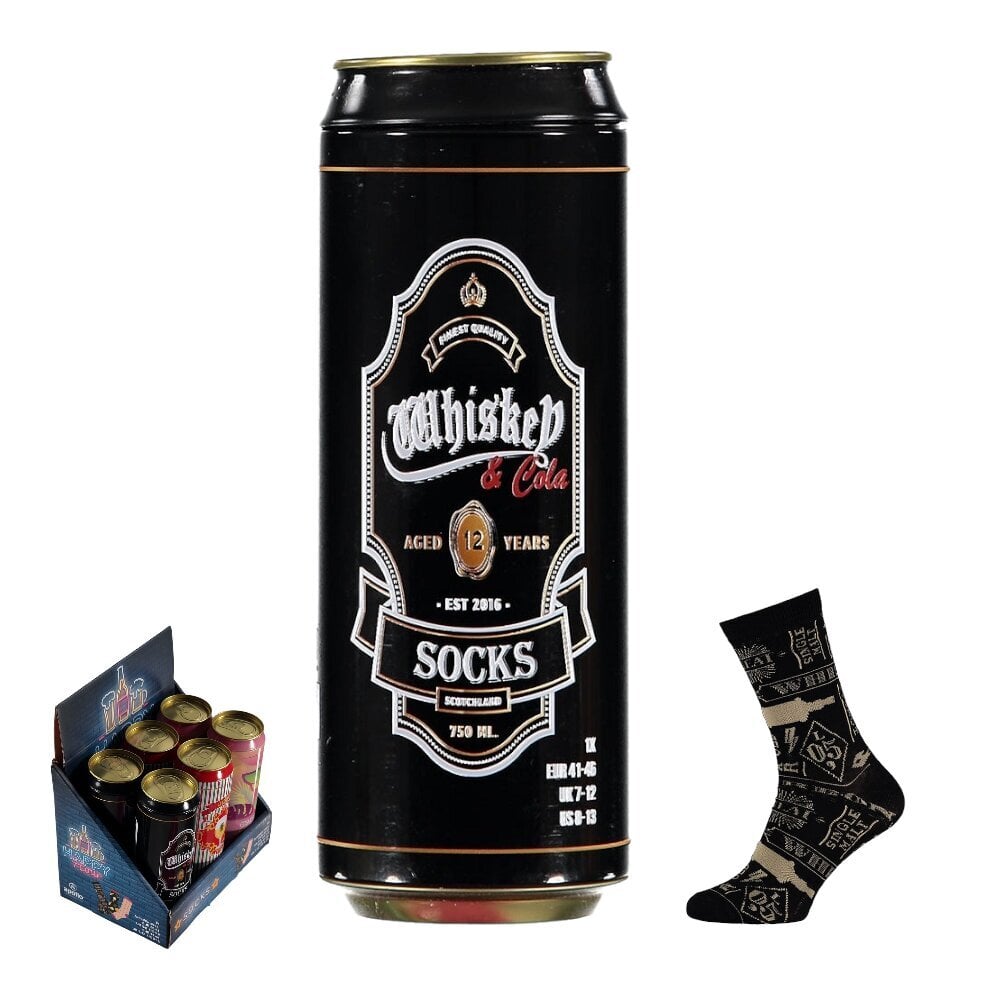 Kojinės skardinėje vyrams Coctail Socks Whiskey & Cola цена и информация | Vyriškos kojinės | pigu.lt