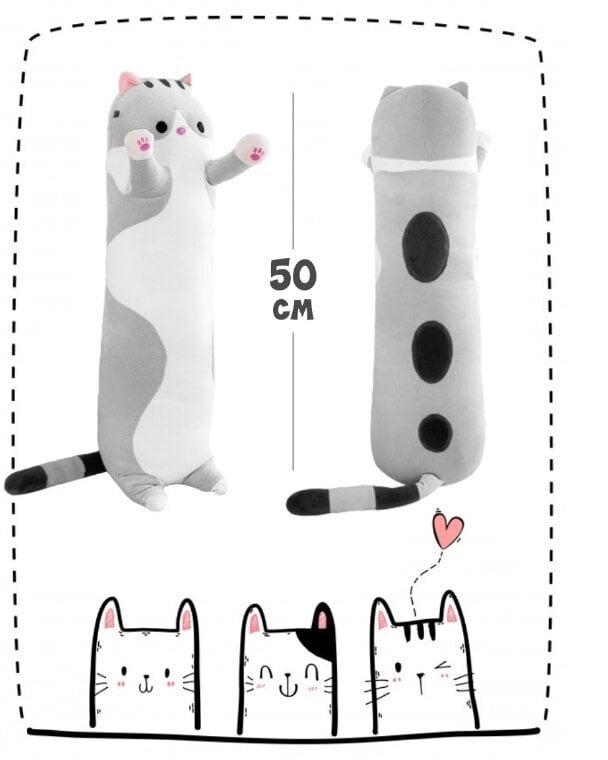 Miela pliušinė katė 50cm, pilka kaina ir informacija | Minkšti (pliušiniai) žaislai | pigu.lt