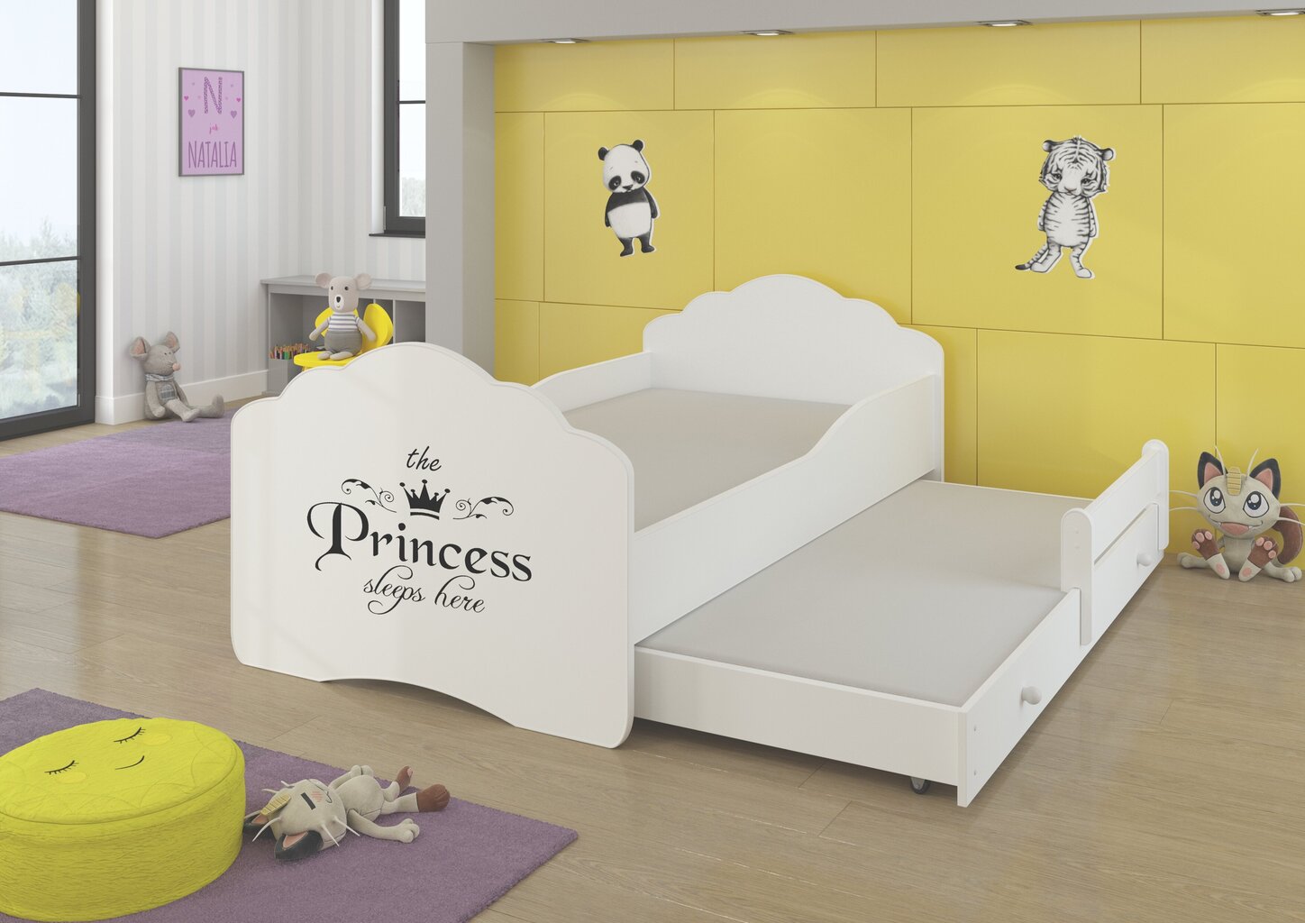 Vaikiška lova Casimo II Princess Black 160x80cm цена и информация | Vaikiškos lovos | pigu.lt