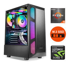 Gamer Ryzen 5 5600X 16GB DDR4 256GB SSD NVME 1TB HDD RTX 3060 Ti Windows 10 kaina ir informacija | Stacionarūs kompiuteriai | pigu.lt