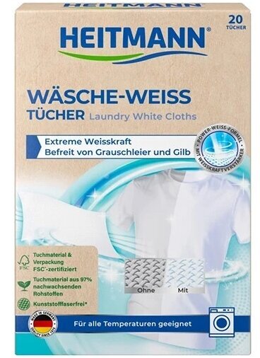 Heitmann servetėlės, 20 vnt. kaina ir informacija | Skalbimo priemonės | pigu.lt
