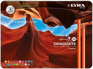 Rašiklių rinkinys Lyra Graduate, metalinėje dėžutėje, 20 sp., 6771200 kaina ir informacija | Rašymo priemonės | pigu.lt