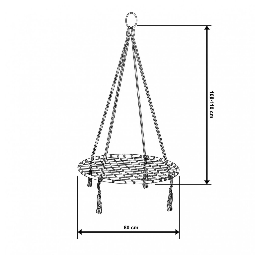 Ažūrinis hamakas, 80cm, juodas kaina ir informacija | Hamakai | pigu.lt