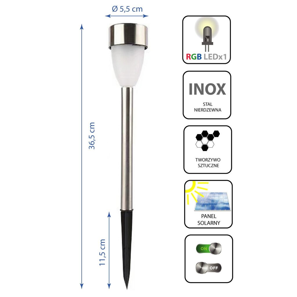 Sodo žibintas Saska Garden Inox, 36,5 cm kaina ir informacija | Lauko šviestuvai | pigu.lt