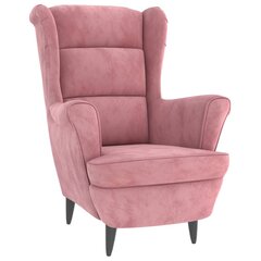 Krėslas su taburete, Aksomas, rožinė spalva цена и информация | Кресла в гостиную | pigu.lt