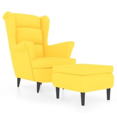 Krėslas su taburete, garstyčių geltonos spalvos, aksomas цена и информация | Кресла в гостиную | pigu.lt