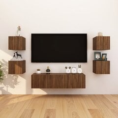 Sieninės televizoriaus spintelės, 8vnt., rudos, 30,5x30x30cm kaina ir informacija | TV staliukai | pigu.lt