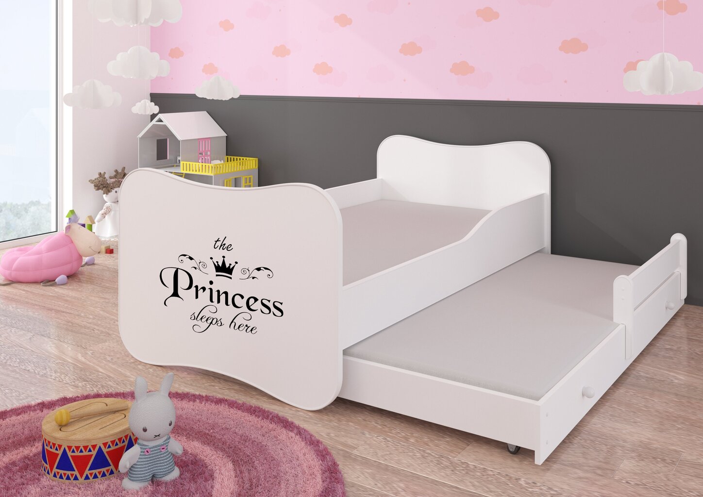 Vaikiška lova Gonzalo II Princess Black 160x80cm kaina ir informacija | Vaikiškos lovos | pigu.lt