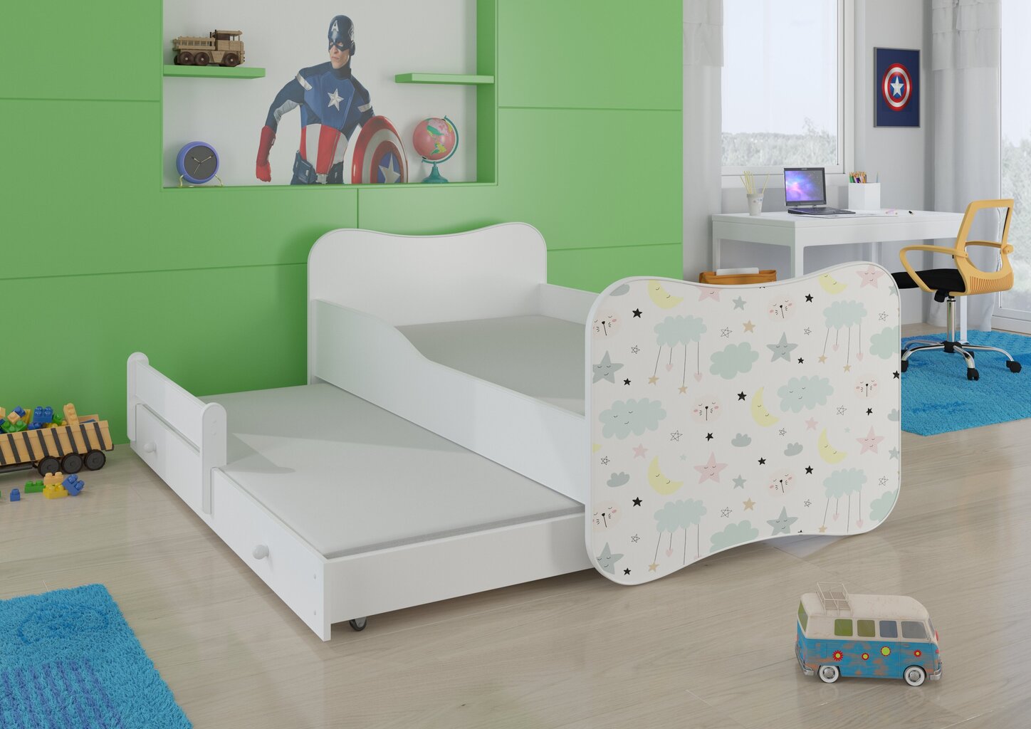Vaikiška lova Gonzalo II Galaxy 160x80cm kaina ir informacija | Vaikiškos lovos | pigu.lt