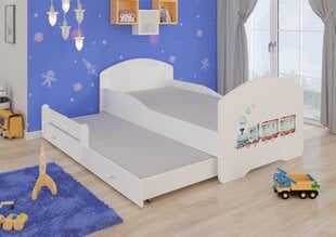 Детская кровать Pepe II Railway 160x80см + Матрас цена и информация | Детские кровати | pigu.lt