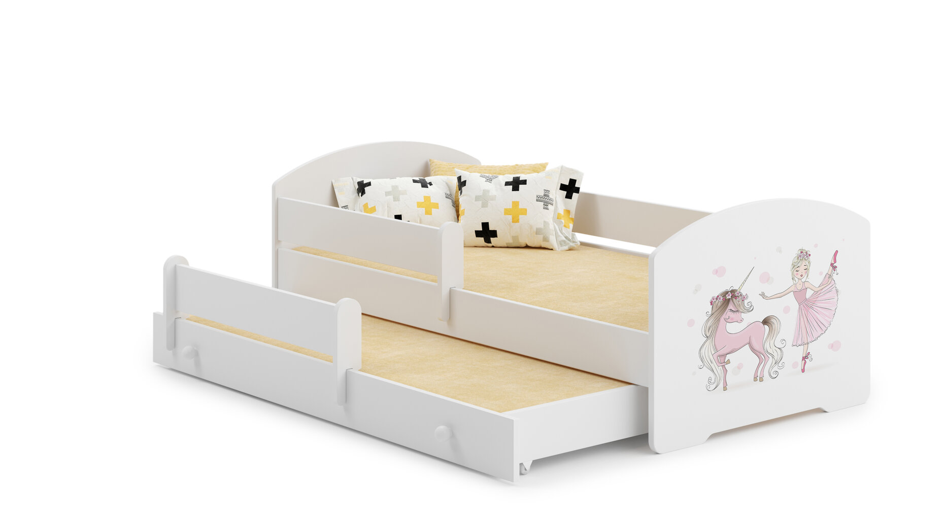 Vaikiška lova Pepe II Barrier Ballerina with Unicorn 160x80cm kaina ir informacija | Vaikiškos lovos | pigu.lt